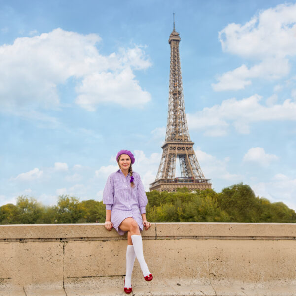 Purple striped shirtdress